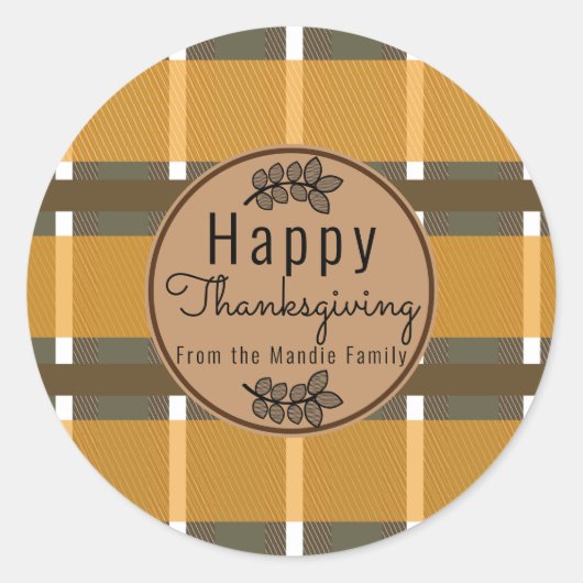 Thanksgiving Branch Pset Pattern Sweet Gift Ronde Sticker (Voorkant)