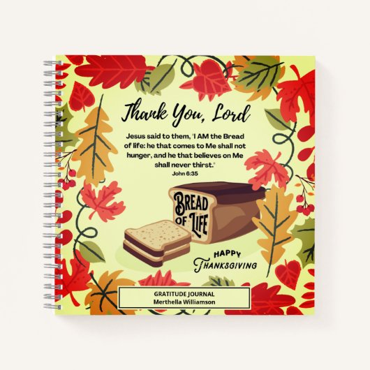 Thanksgiving BREAD LIFE Gratitude Journal Notitieboek (Voorkant)