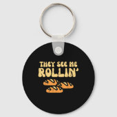 Thanksgiving Bread They See Me Rollin Fun Pun Men  Sleutelhanger (Voorkant)