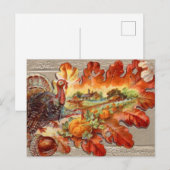  Thanksgiving Briefkaart van feestkalkoenen (Voorkant / Achterkant)