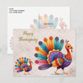 Thanksgiving Bright Feathers Turkije Briefkaart (Voorkant / Achterkant)