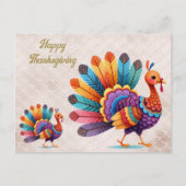 Thanksgiving Bright Feathers Turkije Briefkaart (Voorkant)