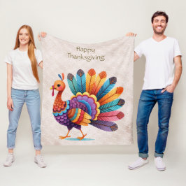 Thanksgiving Bright Feathers Turkije Fleece Deken