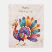 Thanksgiving Bright Feathers Turkije Fleece Deken (Voorkant)