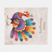 Thanksgiving Bright Feathers Turkije Fleece Deken (Voorkant (Horizontaal))