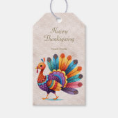 Thanksgiving Bright Feathers Turkije Gift Label Cadeaulabel (Voorkant)