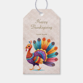 Thanksgiving Bright Feathers Turkije Gift Label Cadeaulabel