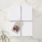Thanksgiving Bright Feathers Turkije Gift Label Cadeaulabel (Met Touw)