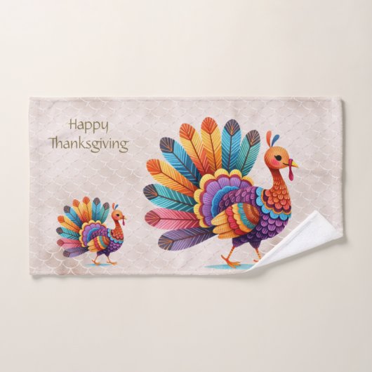 Thanksgiving Bright Feathers Turkije Handdoek (Handdoek)