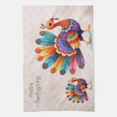 Thanksgiving Bright Feathers Turkije keukenhanddoe Theedoek (Verticaal)