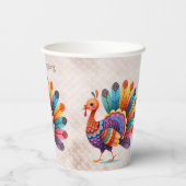 Thanksgiving Bright Feathers Turkije Paper Cups Papieren Bekers (Achterkant)