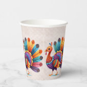 Thanksgiving Bright Feathers Turkije Paper Cups Papieren Bekers (Rechts)