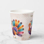 Thanksgiving Bright Feathers Turkije Paper Cups Papieren Bekers (Voorkant)