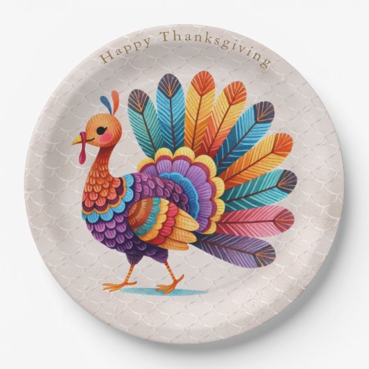 Thanksgiving Bright Feathers Turkije Papier Bord (Voorkant)