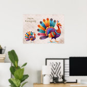 Thanksgiving Bright Feathers Turkije Poster (Thuiskantoor)