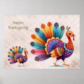 Thanksgiving Bright Feathers Turkije Poster (Voorkant)