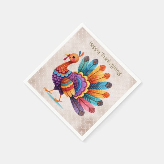 Thanksgiving Bright Feathers Turkije servetten (Hoek)