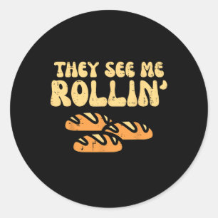 Thanksgiving Brood Ze zien me Rollin Fun Pun Manne Ronde Sticker