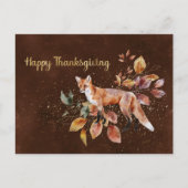 Thanksgiving Brown Fox laat zaken over Feestdagenkaart (Voorkant)