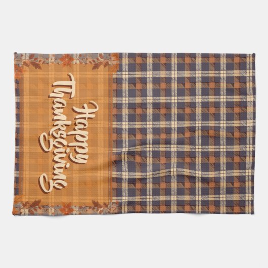 Thanksgiving Brown Plaid Theedoek (Horizontaal)