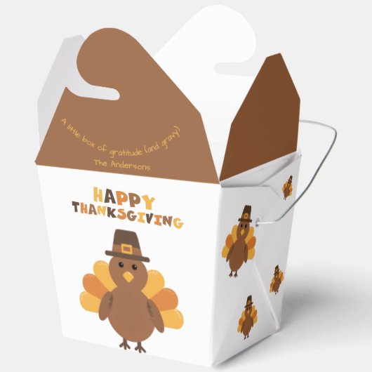 Thanksgiving Brown Yellow Turkey Big Leftovers  Bedankdoosjes (Open)