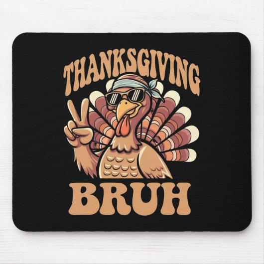 Thanksgiving Bruh Funny Turkije Herfst Boys Muismat (Voorkant)