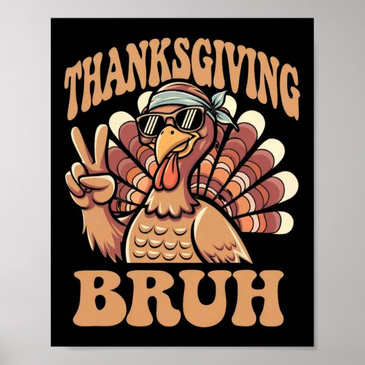Thanksgiving Bruh Funny Turkije Herfst Boys Poster (Voorkant)