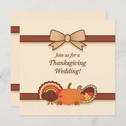 Thanksgiving bruiloft kaart (Voorkant / Achterkant)