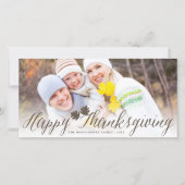 Thanksgiving Bruine Herfstbladeren Eenvoudig Scrip Feestdagenkaart (Voorkant)