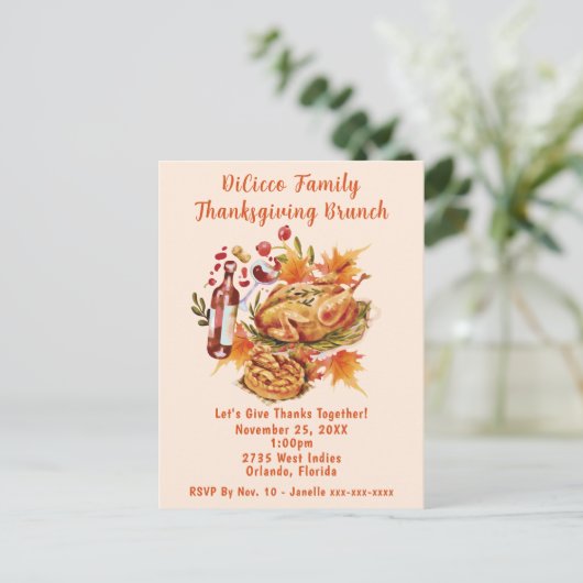Thanksgiving Brunch Harvest Celebration Briefkaart (Staand voorkant)