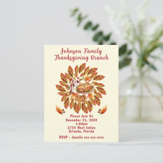 Thanksgiving brunch herfstfeest scene briefkaart (Staand voorkant)