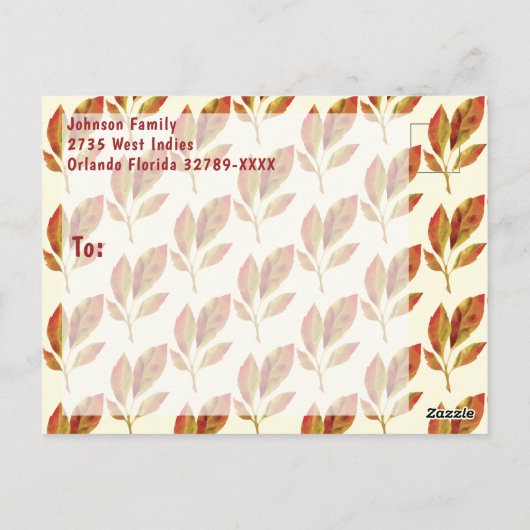 Thanksgiving brunch herfstfeest scene briefkaart (Achterkant)