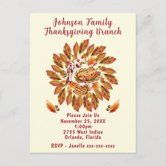 Thanksgiving brunch herfstfeest scene briefkaart (Voorkant)