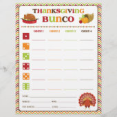 Thanksgiving Bunco Party Game Score Kaart (Voorkant)