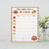 Thanksgiving Bunco Party Game Score Kaart (Staand voorkant)