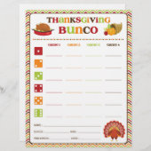 Thanksgiving Bunco Party Game Score Kaart (Voorkant / Achterkant)
