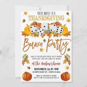 Thanksgiving Bunco Party Uitnodiging
