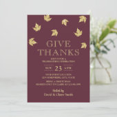 Thanksgiving Burgundy Red en Gold Leaves Kaart (Staand voorkant)
