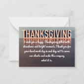 Thanksgiving business dank u modern notitiekaartje (Voorkant)