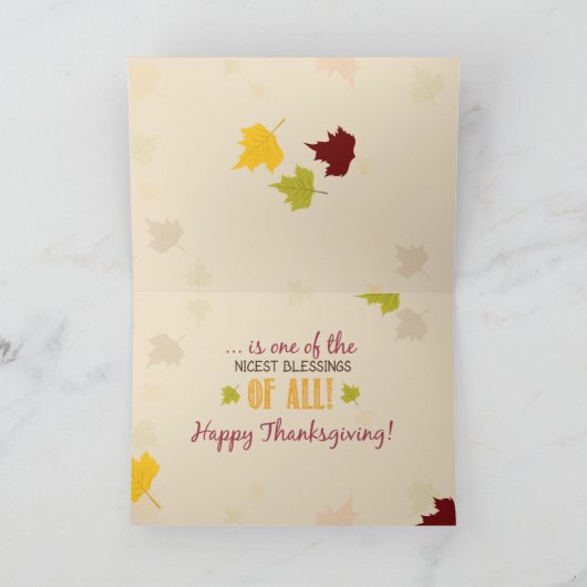 Thanksgiving Cadeau van Familieverlof Feestdagen Kaart (Binnen)