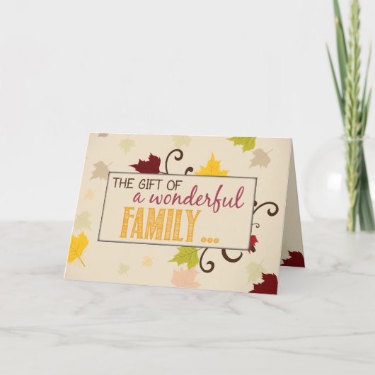Thanksgiving Cadeau van Familieverlof Feestdagen Kaart (Voorkant)