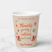 Thanksgiving calorieën niet tellen papieren bekers (Achterkant)