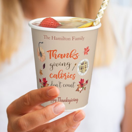 Thanksgiving calorieën niet tellen papieren bekers