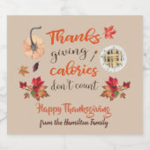 Thanksgiving calorieën Tel geen Brown Sparkling Wijnetiket (Enkel label)