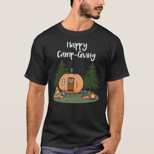 Thanksgiving Camping Pumpkin Pie Turkey Campfire T T-shirt (Voorkant)