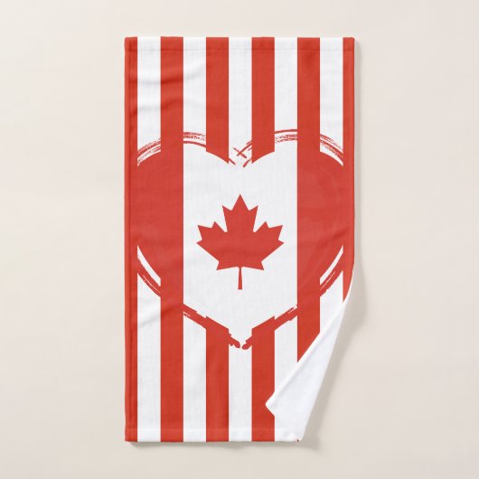 Thanksgiving Canada – Rode hart en strepen Handdoek (Handdoek)
