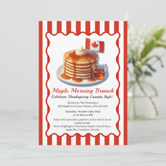 Thanksgiving Canadese Stijl | Maple Ochtendbrunch Kaart (Staand voorkant)