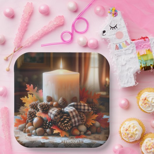 Thanksgiving Candle Centerpiece Papieren Bordje (Feest)