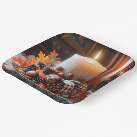 Thanksgiving Candle Centerpiece Papieren Bordje (Gebogen)