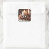 Thanksgiving Candle Centerpiece Vierkante Sticker (Tas)